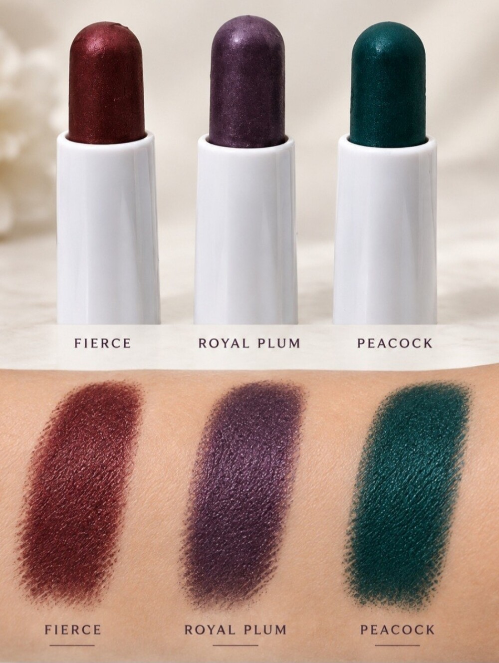 Mally Shadow Stick Extra 0.06 oz unbox  (3 pack: Fierce, Royal Plum, Peacock)